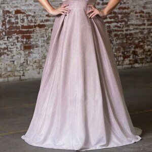 PLUS SIZE PROM PARTY MAUVE COLOR GLITTER OMBRE A-LINE DRESS CD9174C